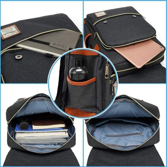 MancioVintage Laptop Backpack purple USB Charging Port for Women Travelling, bag - Picture 3 of 6